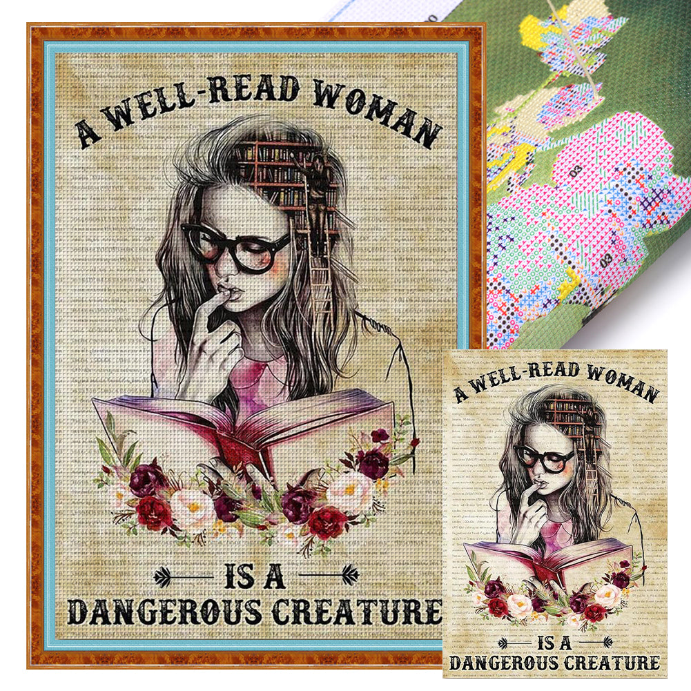 Girl Reading - 11CT Stamped Cross Stitch 40*60CM