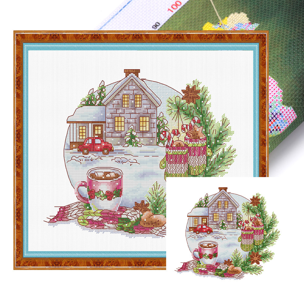 Warmth Christmas Mood - 14CT Stamped Cross Stitch 34*30CM(Joy Sunday)