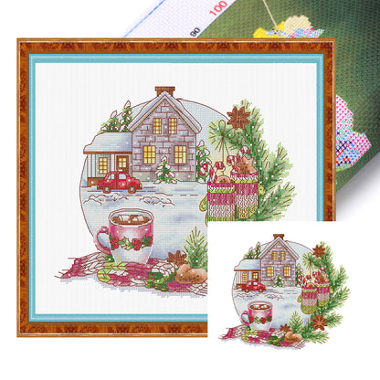 Warmth Christmas Mood - 14CT Stamped Cross Stitch 34*30CM(Joy Sunday)