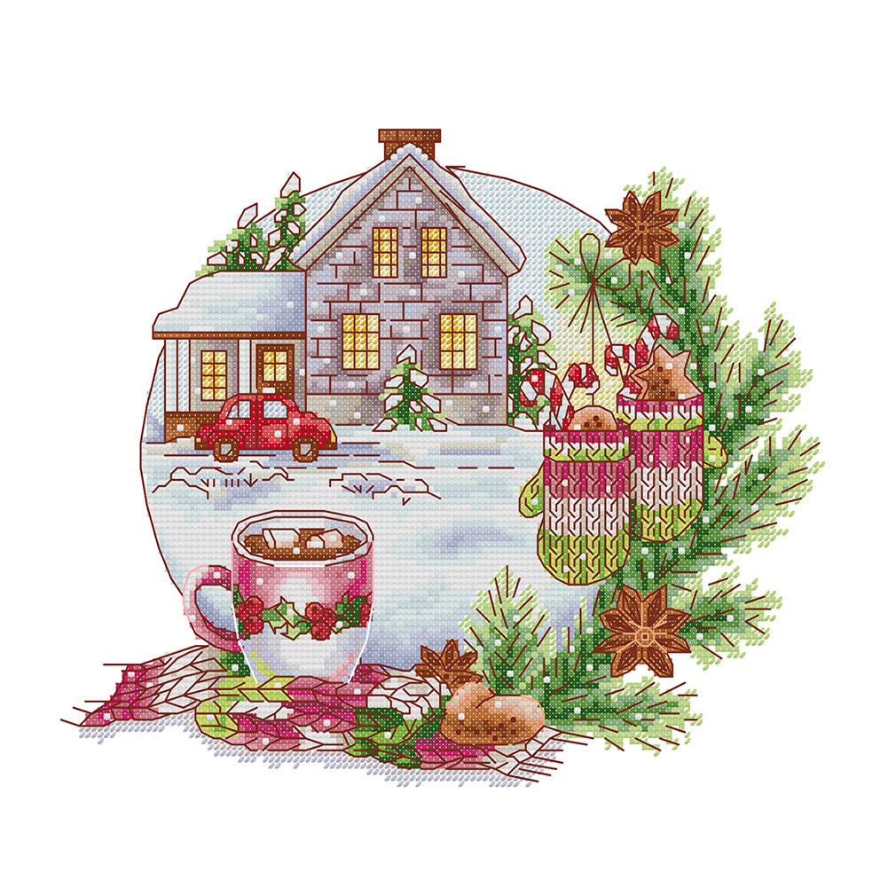 Warmth Christmas Mood - 14CT Stamped Cross Stitch 34*30CM(Joy Sunday)