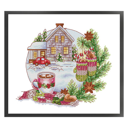 Warmth Christmas Mood - 14CT Stamped Cross Stitch 34*30CM(Joy Sunday)