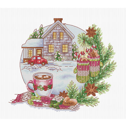 Warmth Christmas Mood - 14CT Stamped Cross Stitch 34*30CM(Joy Sunday)