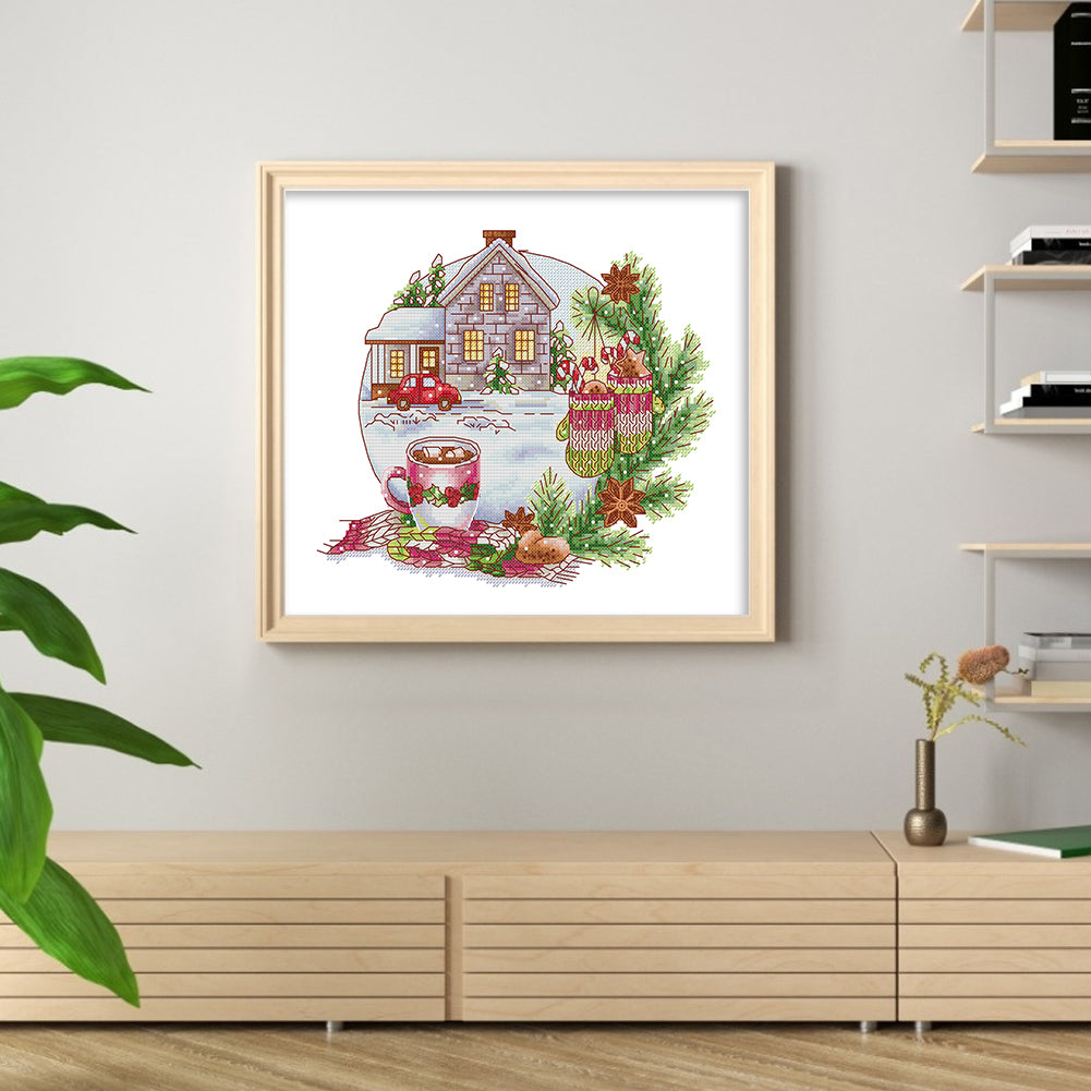 Warmth Christmas Mood - 14CT Stamped Cross Stitch 34*30CM(Joy Sunday)