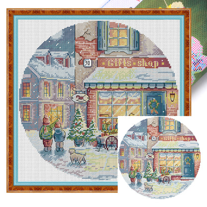 Christmas - 14CT Stamped Cross Stitch 32*32CM(Joy Sunday)