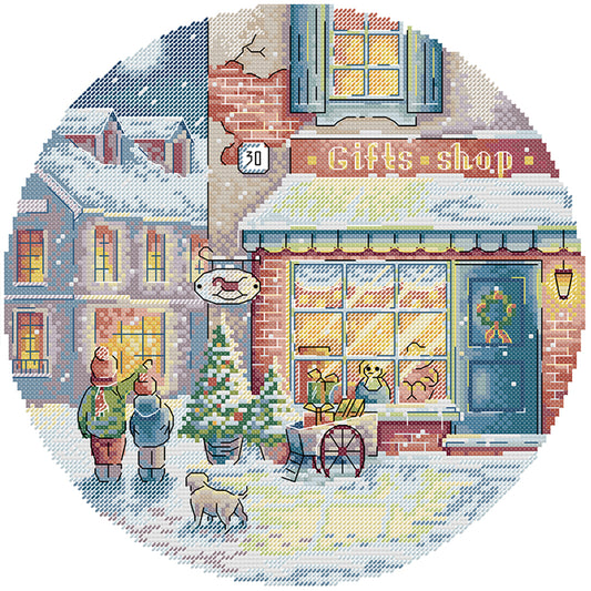 Christmas - 14CT Stamped Cross Stitch 32*32CM(Joy Sunday)