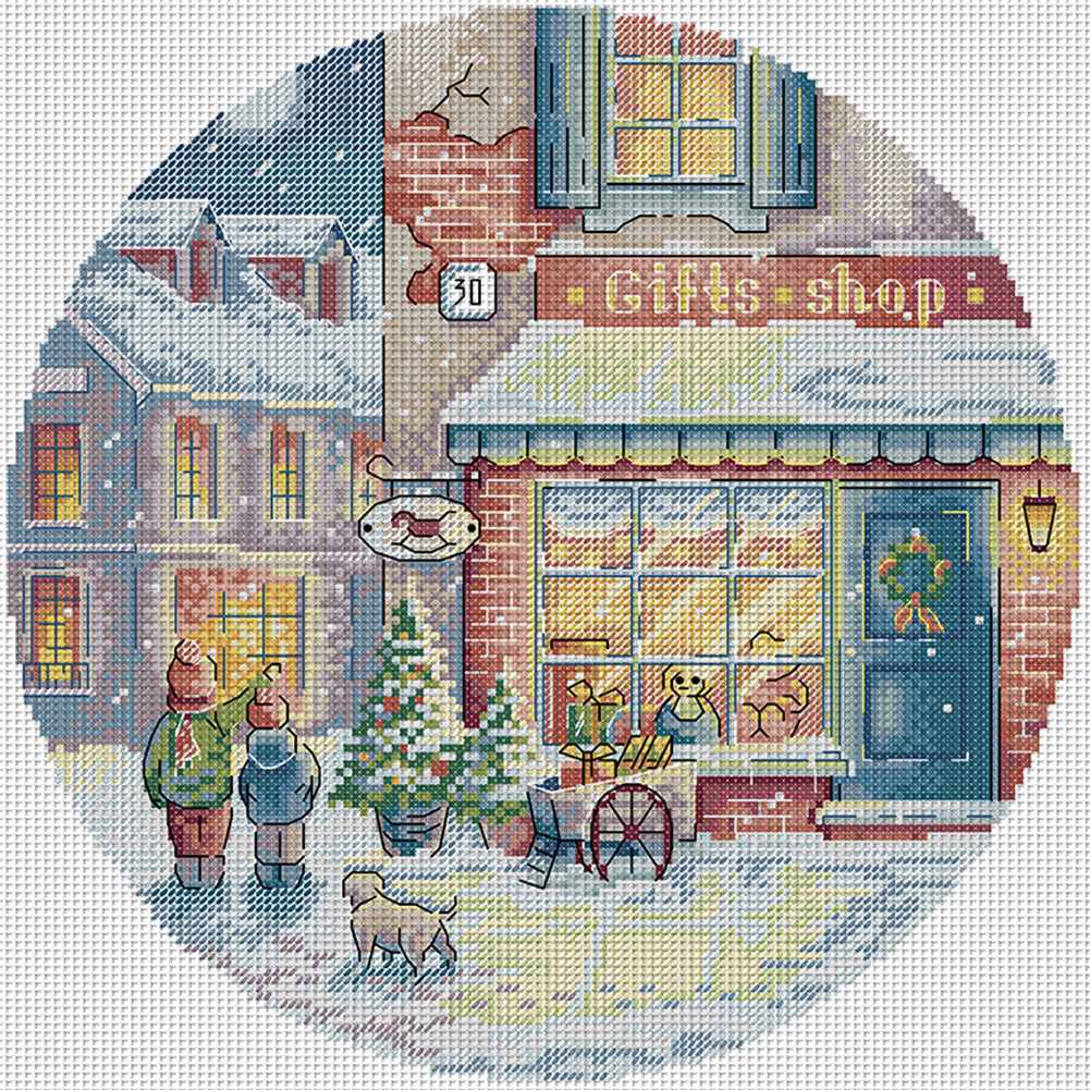 Christmas - 14CT Stamped Cross Stitch 32*32CM(Joy Sunday)
