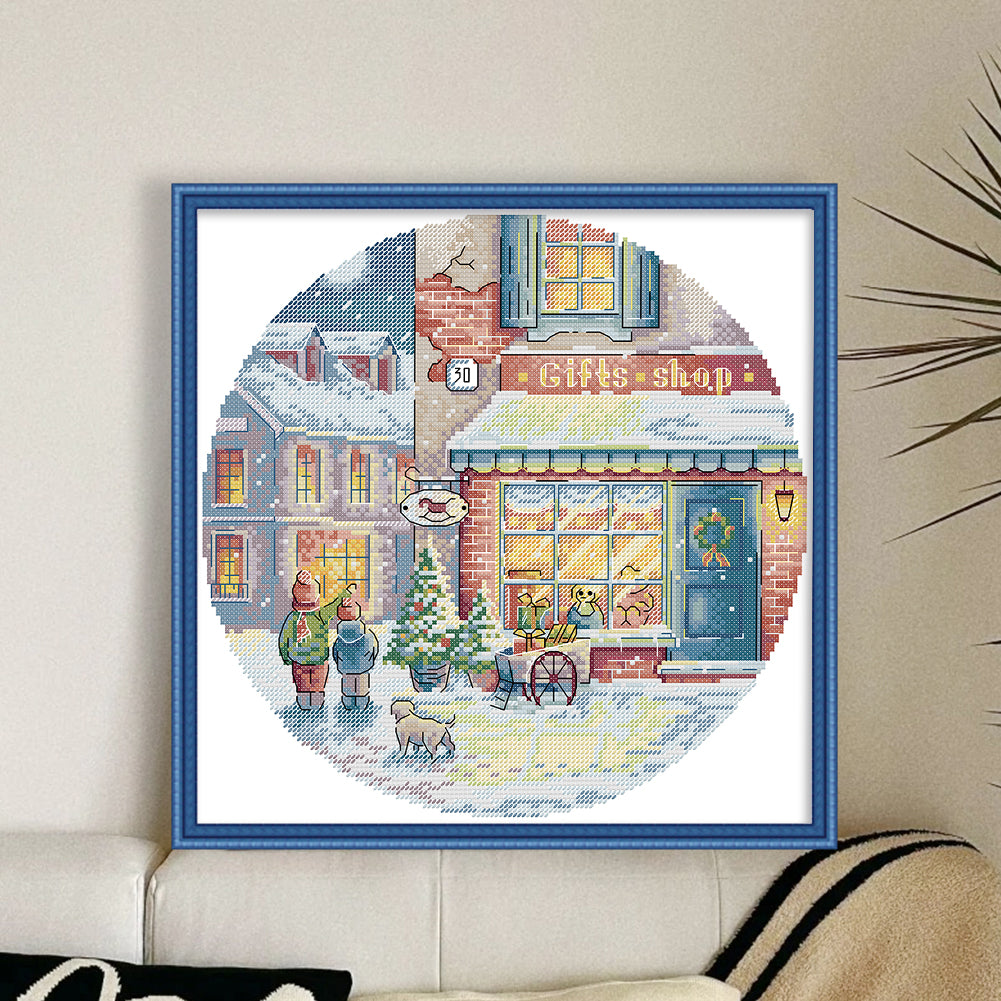 Christmas - 14CT Stamped Cross Stitch 32*32CM(Joy Sunday)