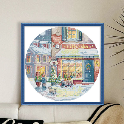 Christmas - 14CT Stamped Cross Stitch 32*32CM(Joy Sunday)