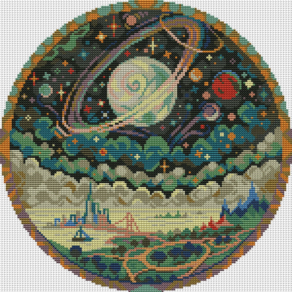 Starry Sky 2 - 14CT Stamped Cross Stitch 34*34CM(Joy Sunday)