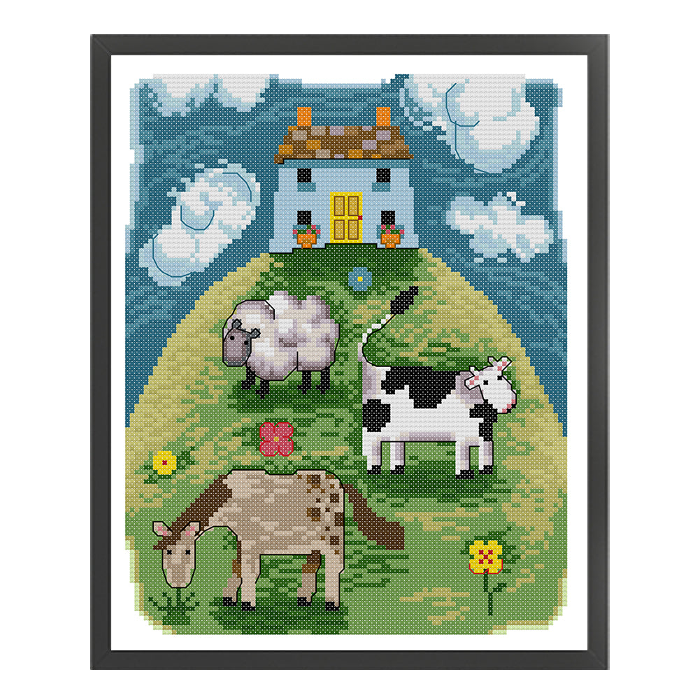 Pasture - 14CT Stamped Cross Stitch 26*30CM(Joy Sunday)