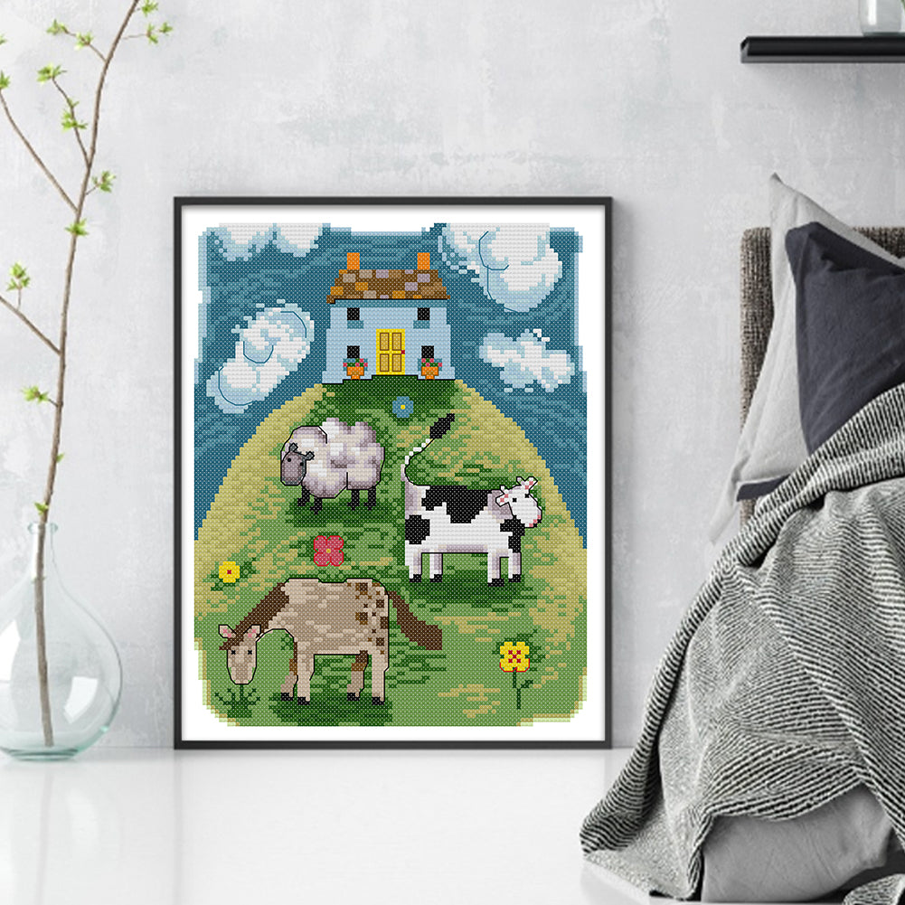 Pasture - 14CT Stamped Cross Stitch 26*30CM(Joy Sunday)