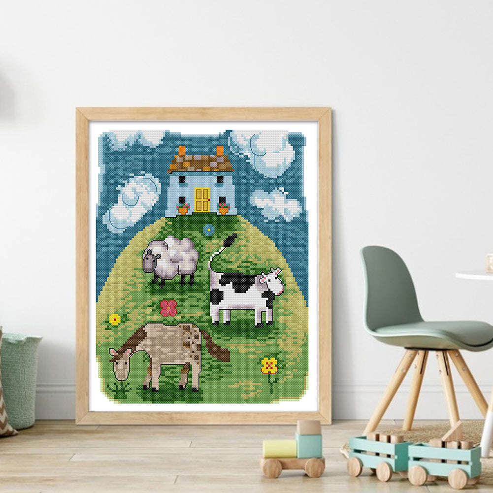 Pasture - 14CT Stamped Cross Stitch 26*30CM(Joy Sunday)