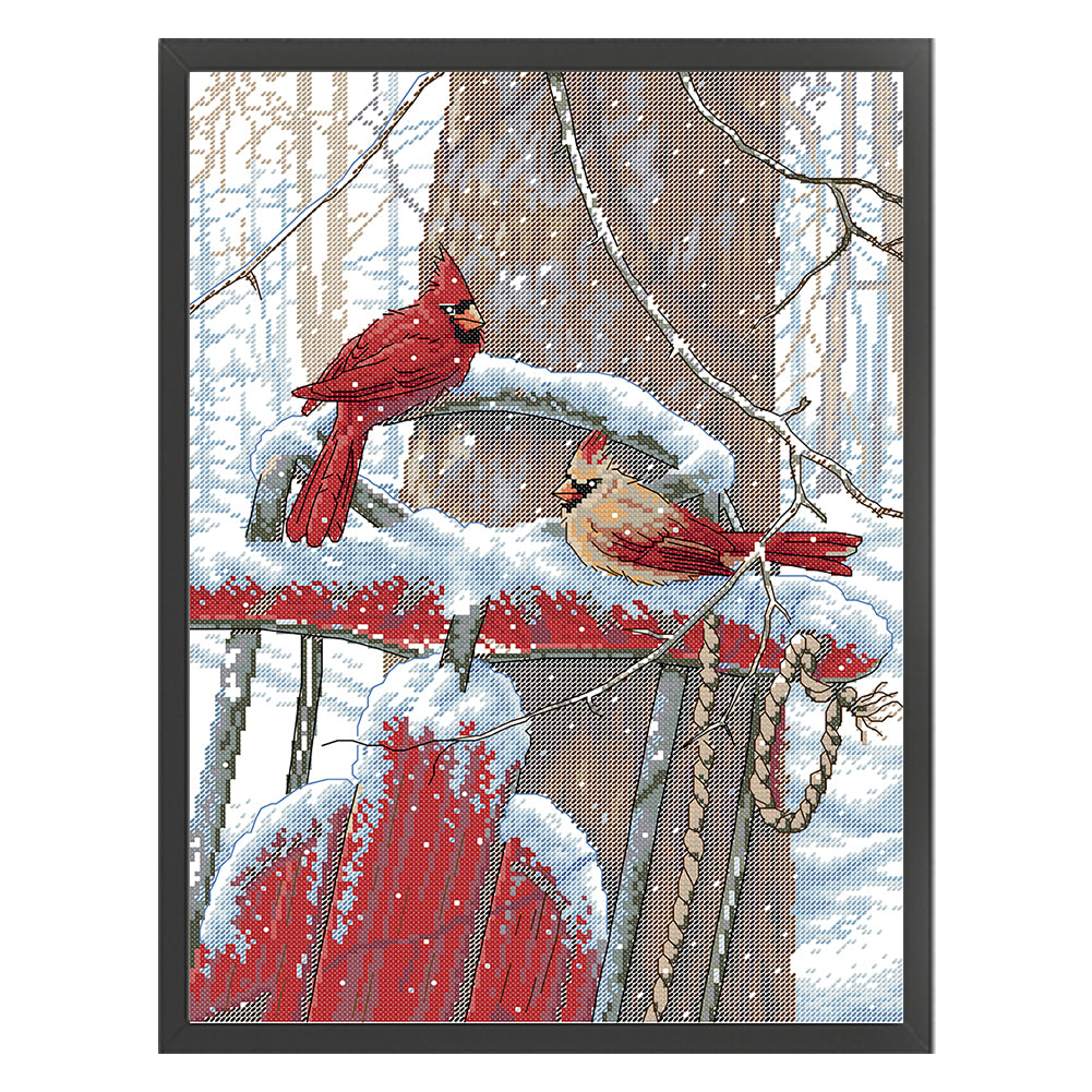 A Pair Of Snowbirds - 14CT Stamped Cross Stitch 33*44CM(Joy Sunday)