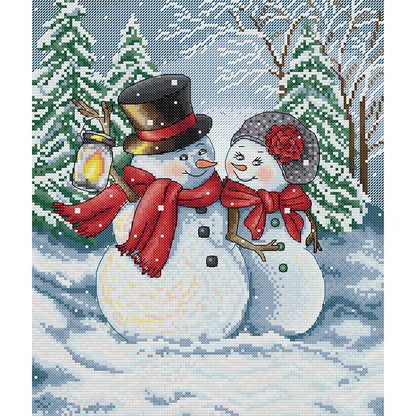 Christmas Snowman - 14CT Stamped Cross Stitch 31*36CM(Joy Sunday)