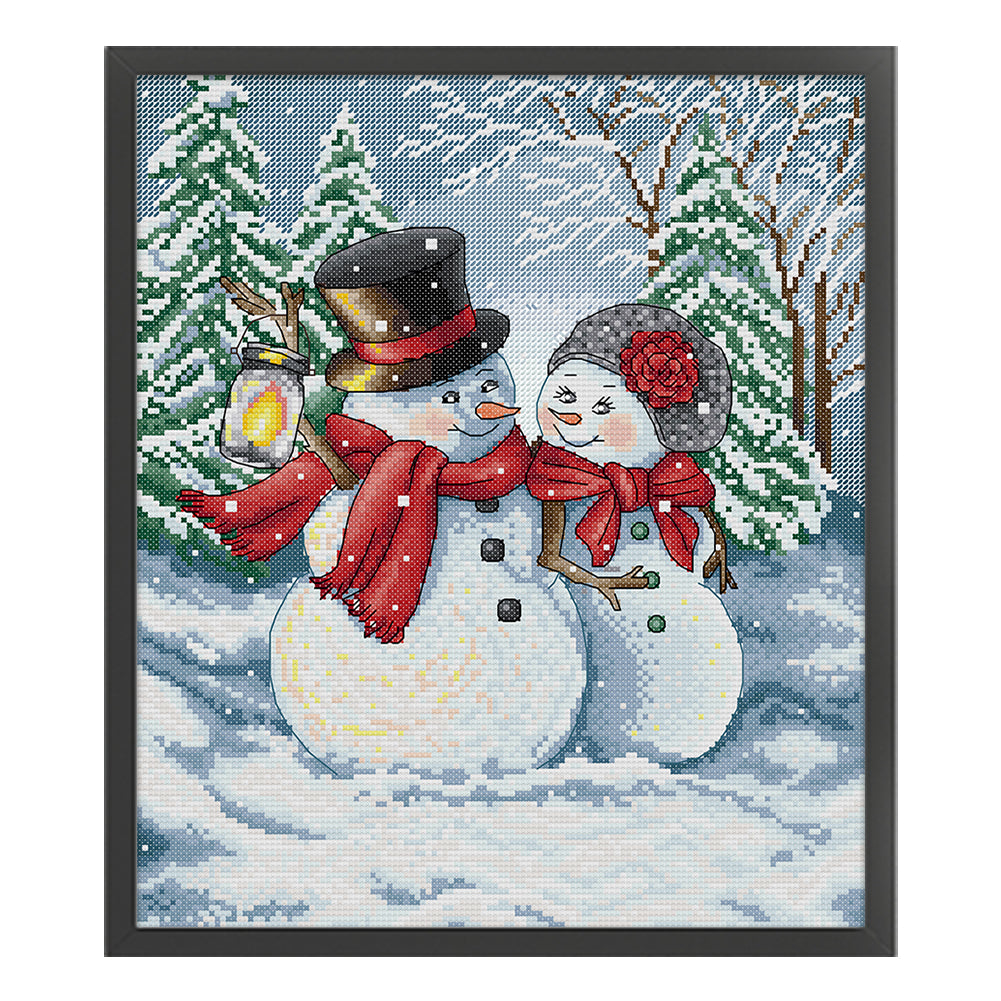Christmas Snowman - 14CT Stamped Cross Stitch 31*36CM(Joy Sunday)