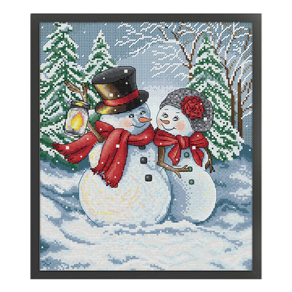 Christmas Snowman - 14CT Stamped Cross Stitch 31*36CM(Joy Sunday)