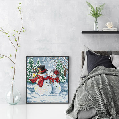 Christmas Snowman - 14CT Stamped Cross Stitch 31*36CM(Joy Sunday)