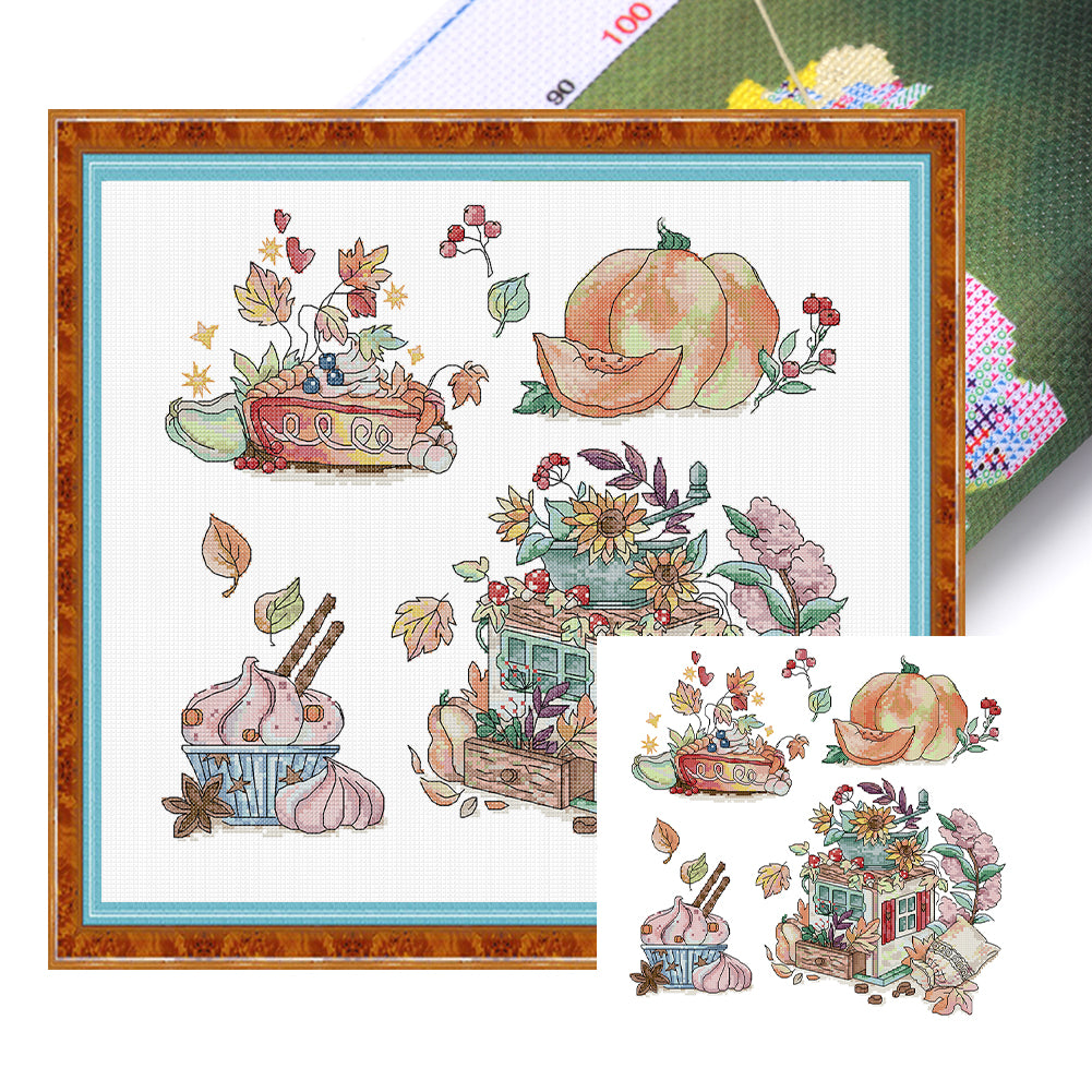 Autumn Treats - 14CT Stamped Cross Stitch 44*41CM(Joy Sunday)