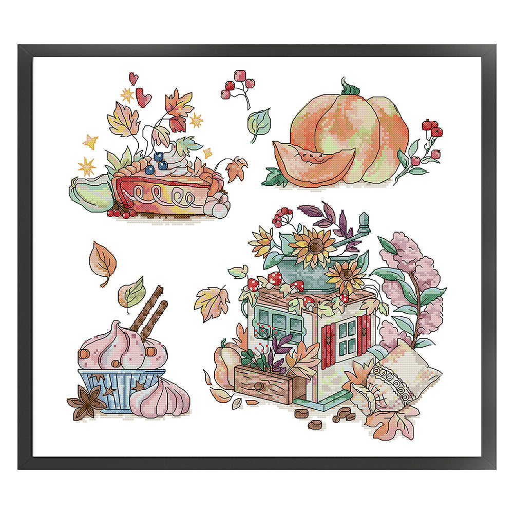 Autumn Treats - 14CT Stamped Cross Stitch 44*41CM(Joy Sunday)