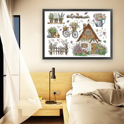 Spring Cottage - 14CT Stamped Cross Stitch 62*44CM(Joy Sunday)