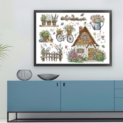 Spring Cottage - 14CT Stamped Cross Stitch 62*44CM(Joy Sunday)
