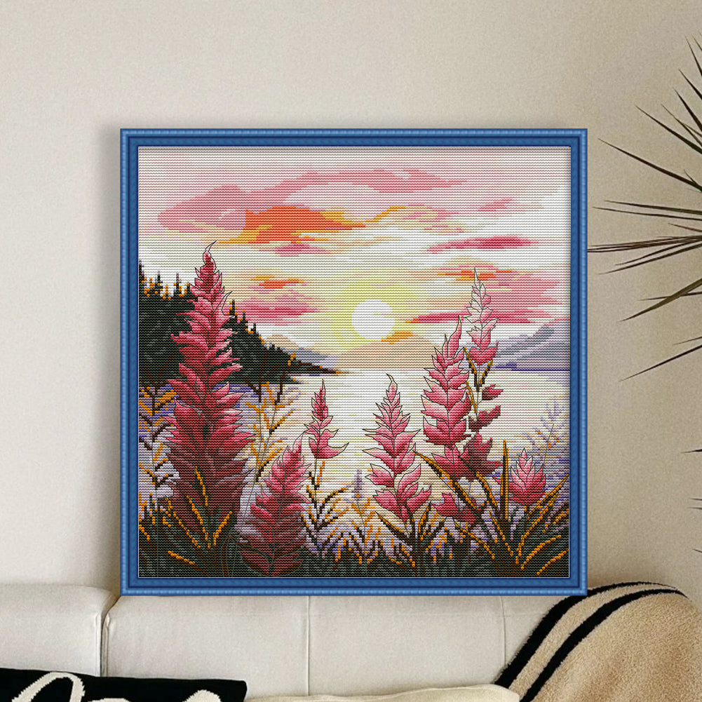 Sunset 6 - 14CT Stamped Cross Stitch 37*37CM(Joy Sunday)