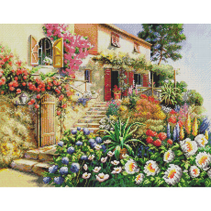 Flower Villa - 14CT Stamped Cross Stitch 50*40CM(Joy Sunday)
