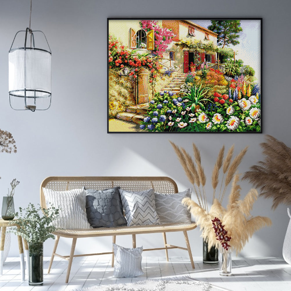 Flower Villa - 14CT Stamped Cross Stitch 50*40CM(Joy Sunday)