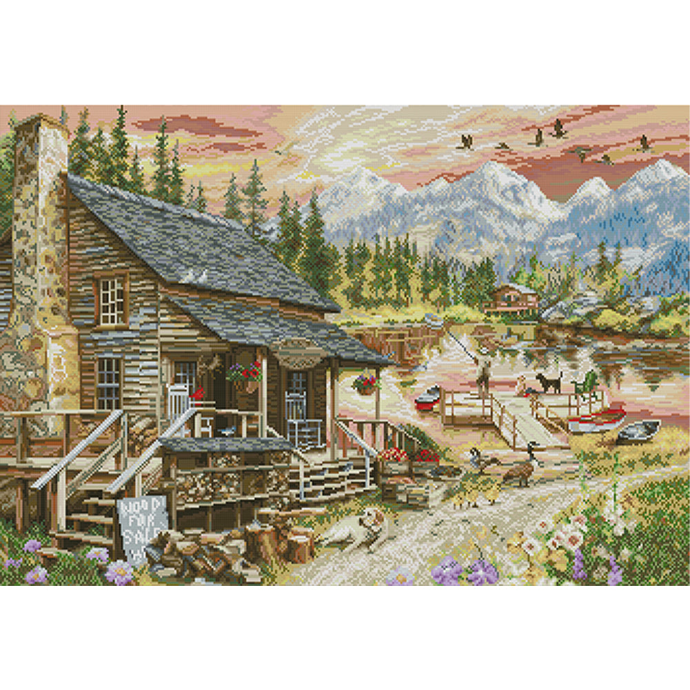 Country Shop - 14CT Stamped Cross Stitch 69*52CM(Joy Sunday)