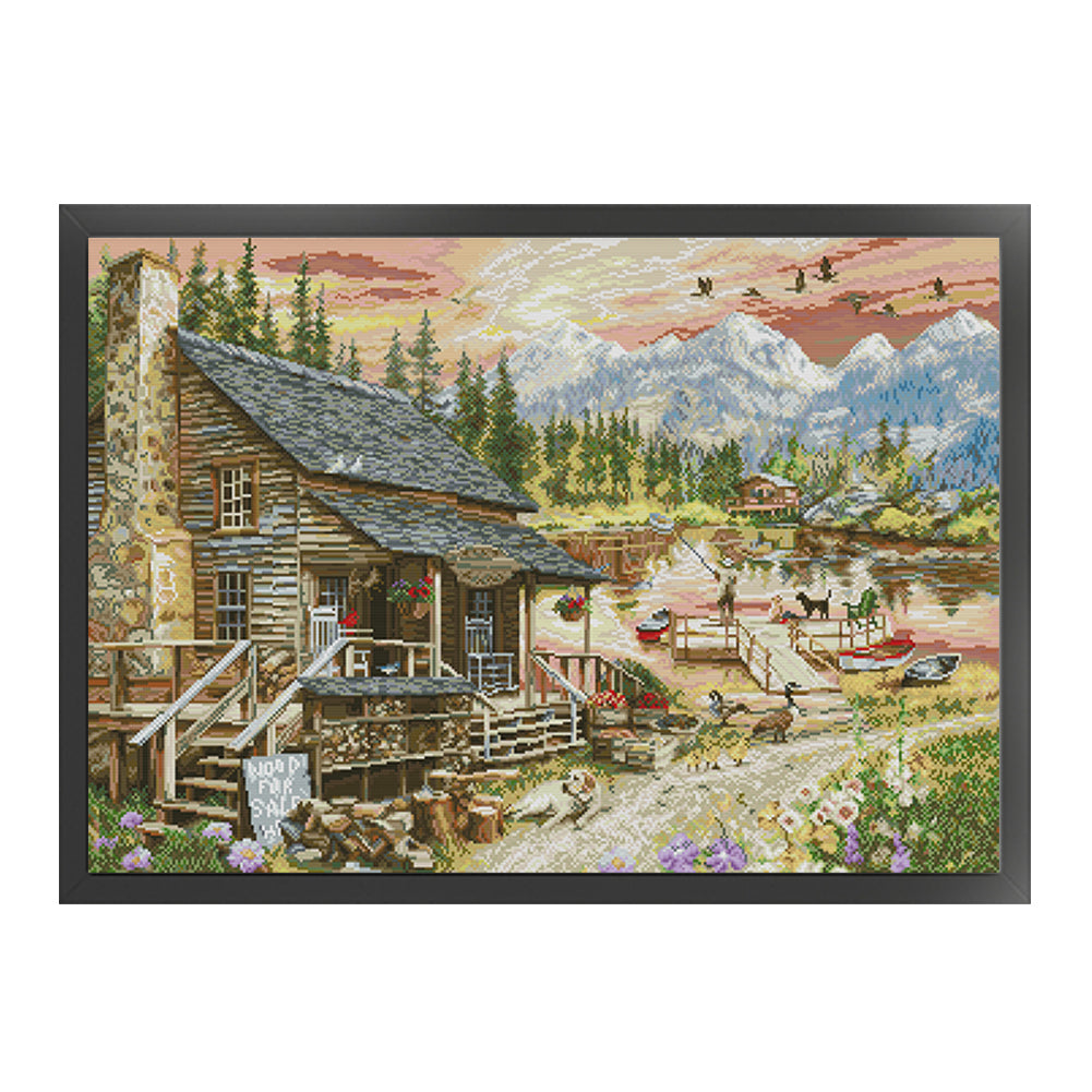 Country Shop - 14CT Stamped Cross Stitch 69*52CM(Joy Sunday)