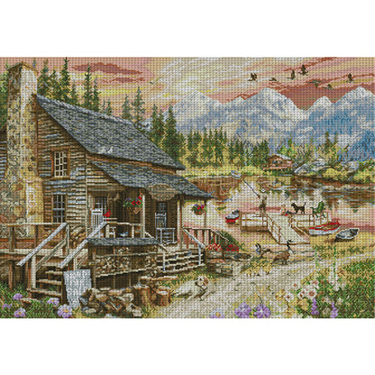 Country Shop - 14CT Stamped Cross Stitch 69*52CM(Joy Sunday)