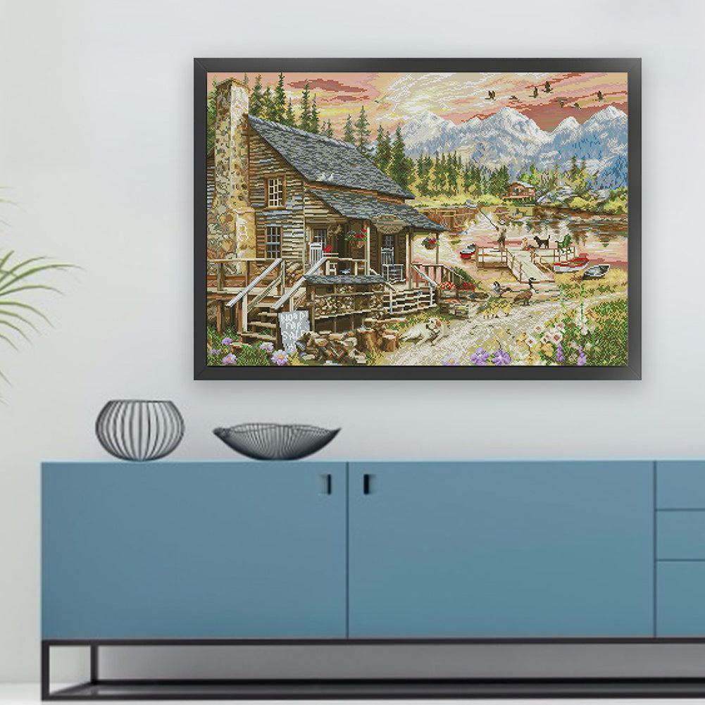 Country Shop - 14CT Stamped Cross Stitch 69*52CM(Joy Sunday)