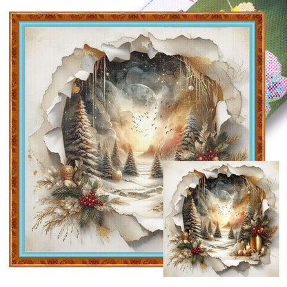 Christmas Scenery - 11CT Stamped Cross Stitch 40*40CM