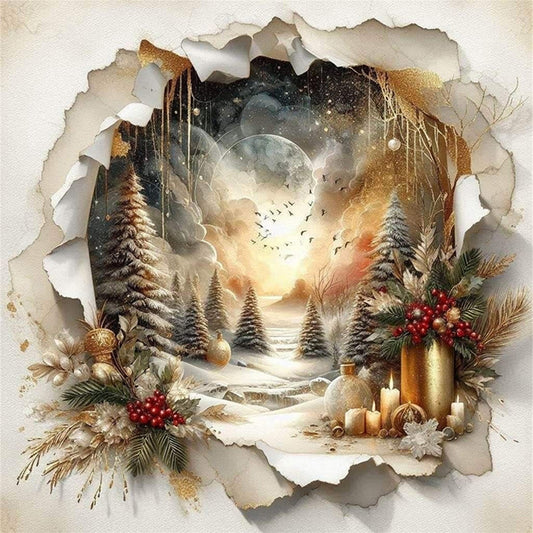 Christmas Scenery - 11CT Stamped Cross Stitch 40*40CM