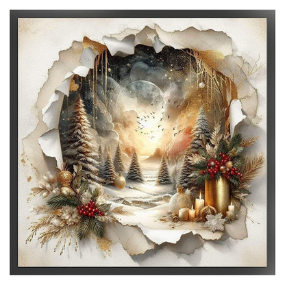 Christmas Scenery - 11CT Stamped Cross Stitch 40*40CM