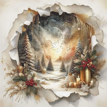 Christmas Scenery - 11CT Stamped Cross Stitch 40*40CM