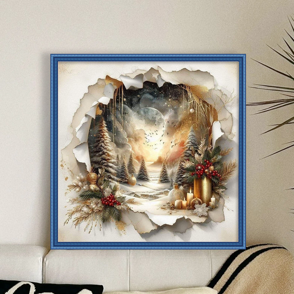 Christmas Scenery - 11CT Stamped Cross Stitch 40*40CM