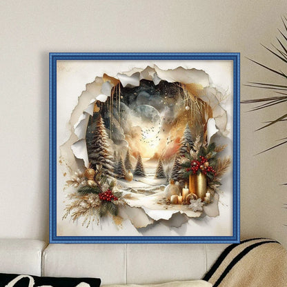 Christmas Scenery - 11CT Stamped Cross Stitch 40*40CM