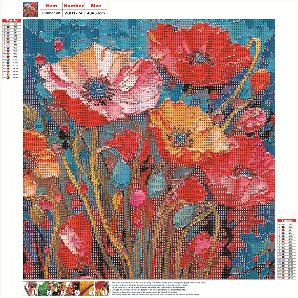 Poppy - Full Round Drill Diamond Painting 40*50CM