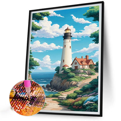 Lighthouse By The Sea - Full Round Drill Diamond Painting 40*50CM