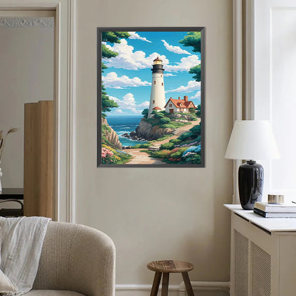 Lighthouse By The Sea - Full Round Drill Diamond Painting 40*50CM