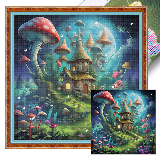 Mushroom House - 16CT Stamped Cross Stitch 40*40CM