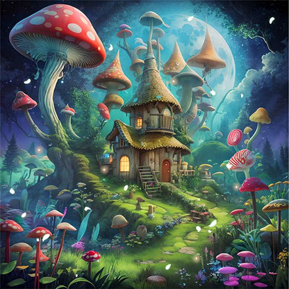 Mushroom House - 16CT Stamped Cross Stitch 40*40CM