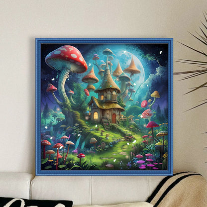 Mushroom House - 16CT Stamped Cross Stitch 40*40CM