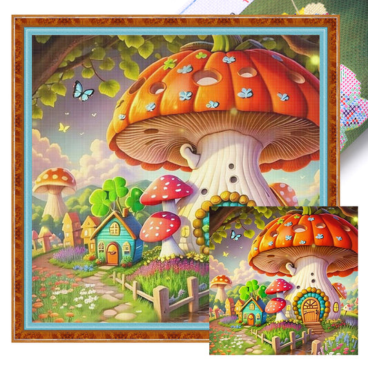Mushroom House - 16CT Stamped Cross Stitch 40*40CM