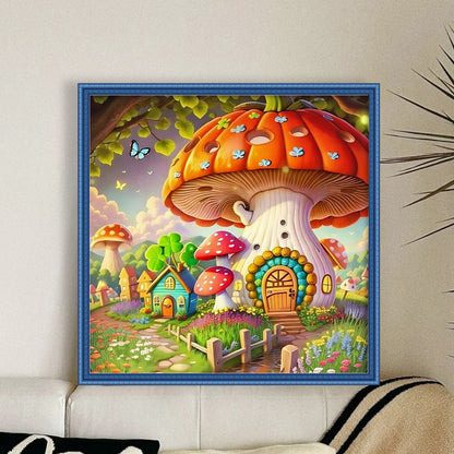 Mushroom House - 16CT Stamped Cross Stitch 40*40CM