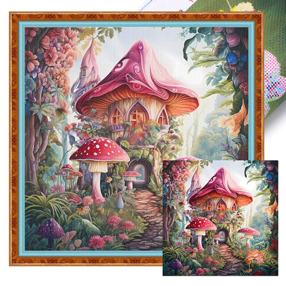 Mushroom House - 16CT Stamped Cross Stitch 40*40CM