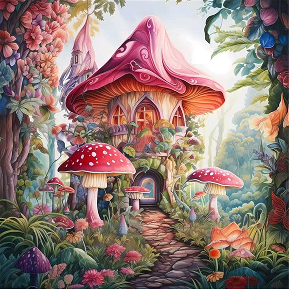 Mushroom House - 16CT Stamped Cross Stitch 40*40CM