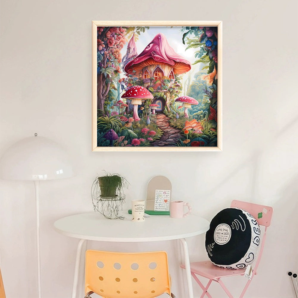 Mushroom House - 16CT Stamped Cross Stitch 40*40CM