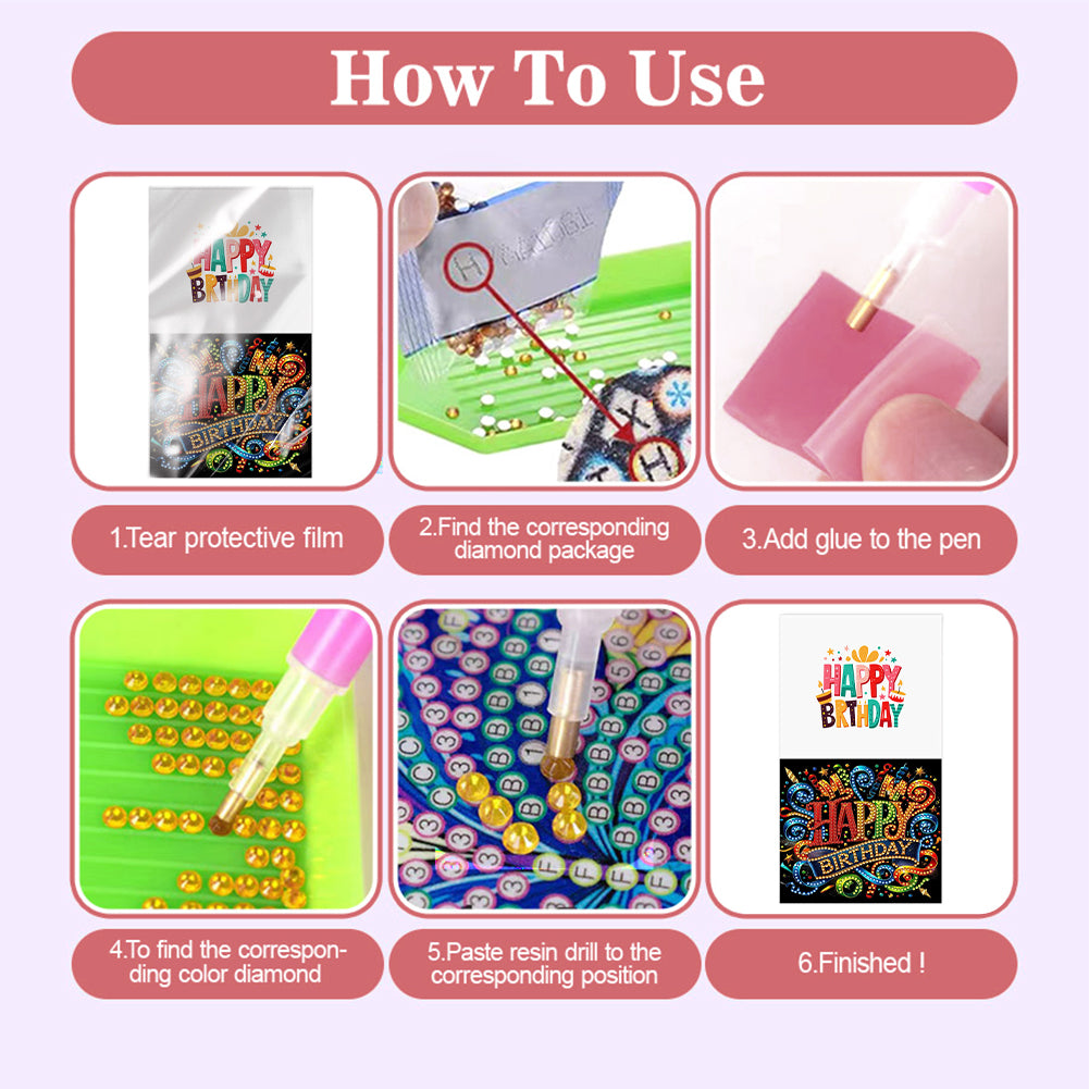 10PCS DIY Rhinestone Diamond Art Mosaic Postcards for Festivals and Celebrations